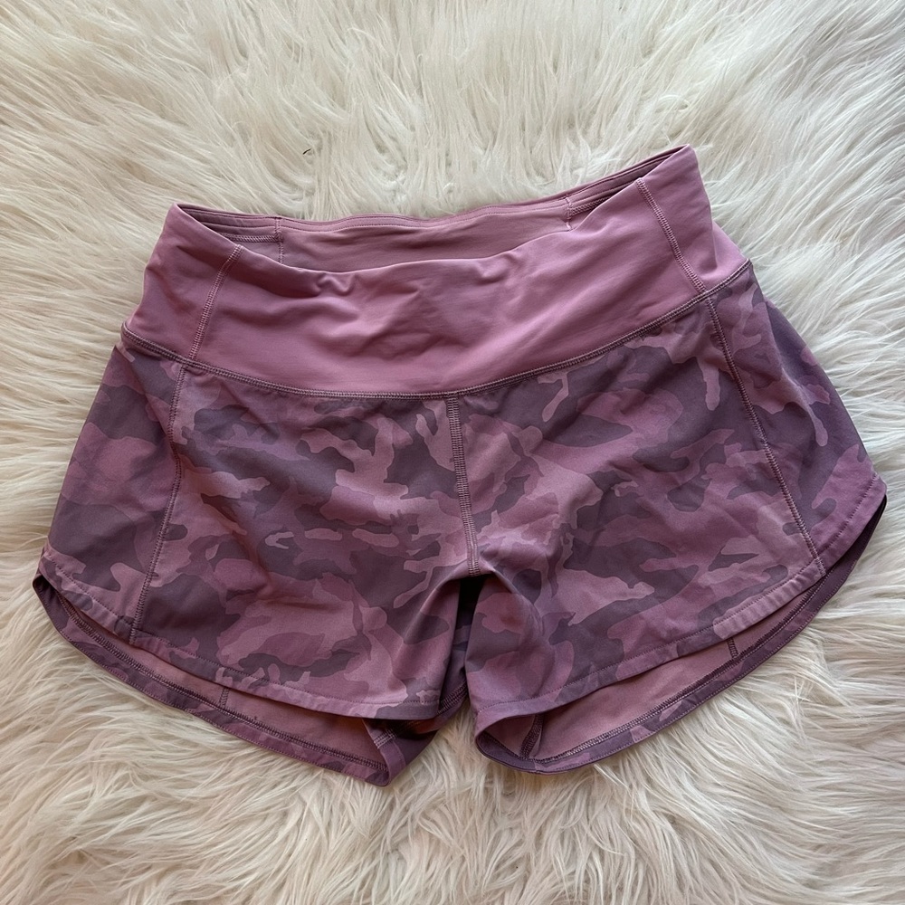 Lululemon Speed Up Lined Short 4” 4 Pink Taupe Camo